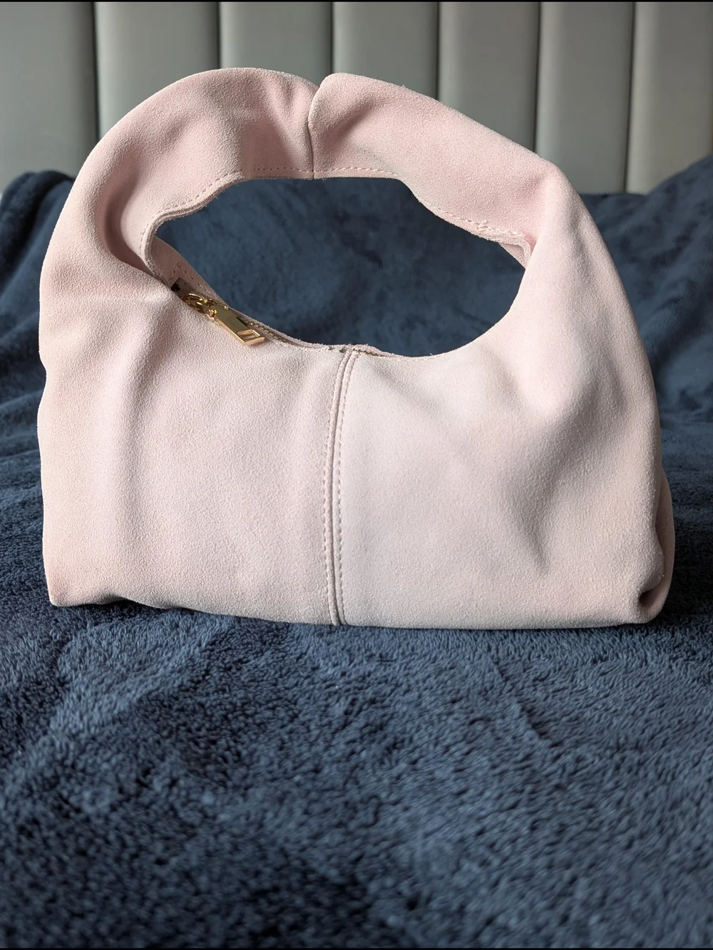 Aqua Pink Suede Hobo Hand Bag Women's Small